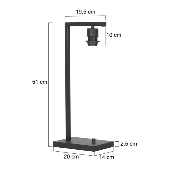 Steinhauer Stang tafellamp - lampenvoet - 48 cm hoog - incl. 180 cm snoer - E27 - zwart - Image 5