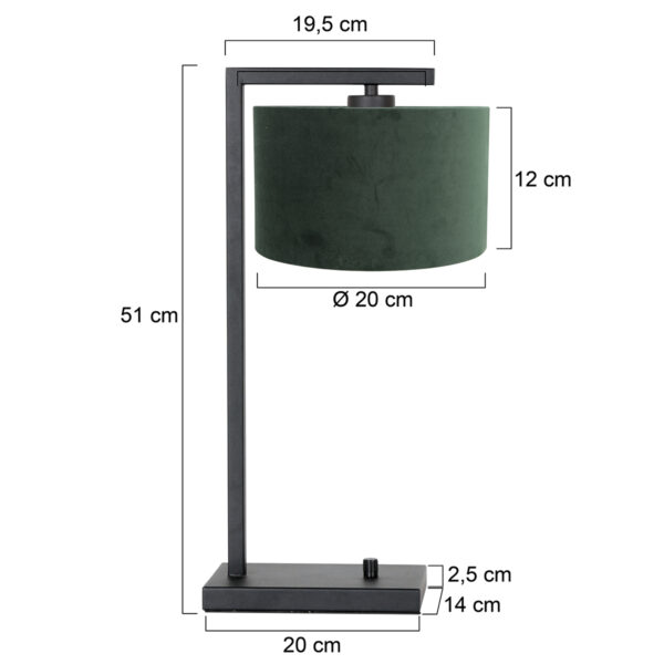 Steinhauer Stang tafellamp - 51 cm hoog - E27 - inclusief snoer - zwart met groene kap - Image 6
