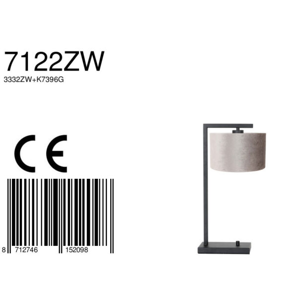 Steinhauer Stang tafellamp - 51 cm hoog - E27 - inclusief snoer - zwart met grijze kap - Image 6