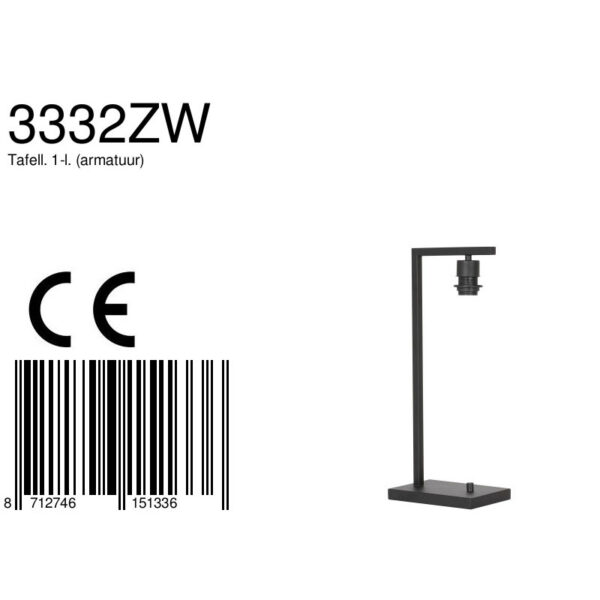 Steinhauer Stang tafellamp - lampenvoet - 48 cm hoog - incl. 180 cm snoer - E27 - zwart - Image 6