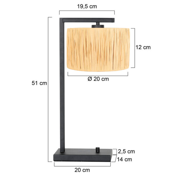 Steinhauer Stang tafellamp – E27 (grote fitting) – naturel en zwart - Image 6