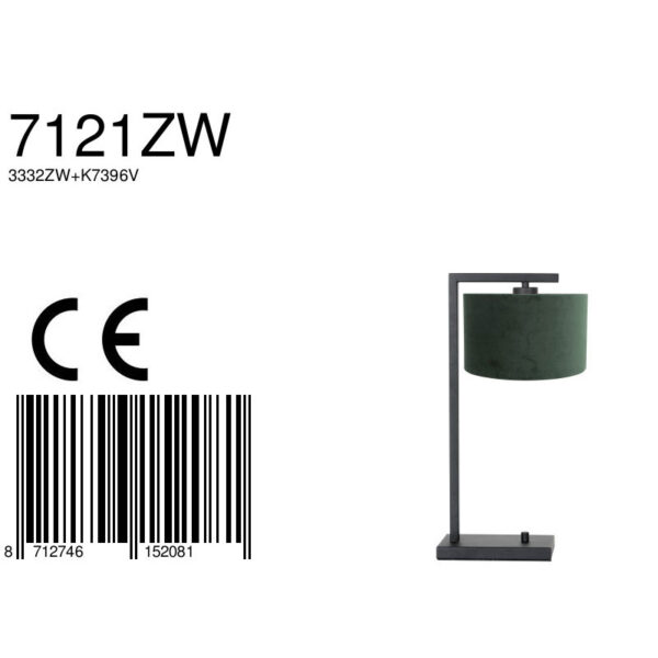 Steinhauer Stang tafellamp - 51 cm hoog - E27 - inclusief snoer - zwart met groene kap - Image 7