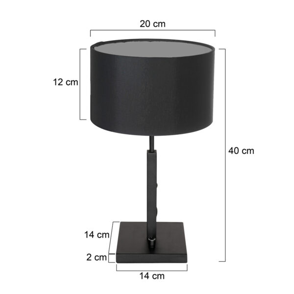 Steinhauer Stang tafellamp - E27 - 52 cm hoog - Ø20 cm kap - zwart met zwarte kap - Image 5