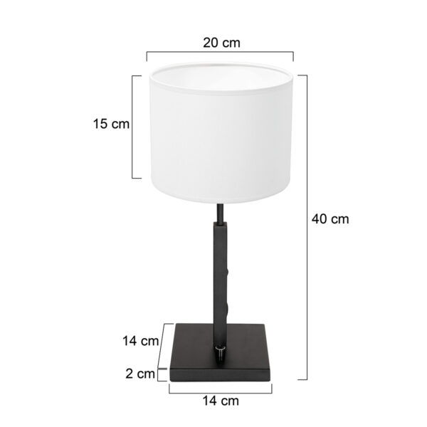 Steinhauer Stang tafellamp - E27 - 52 cm hoog - Ø20 cm kap - zwart met witte kap - Image 5