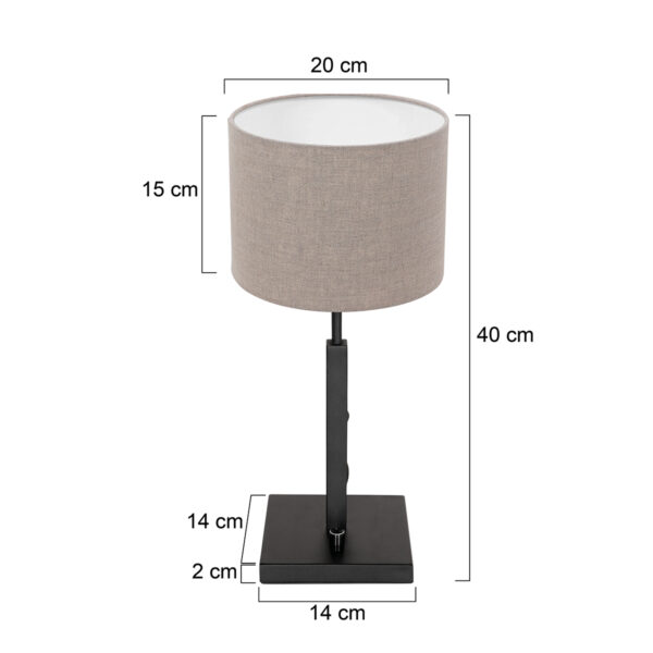 Steinhauer Stang tafellamp - E27 - 52 cm hoog - Ø20 cm kap - zwart met bruine kap - Image 5
