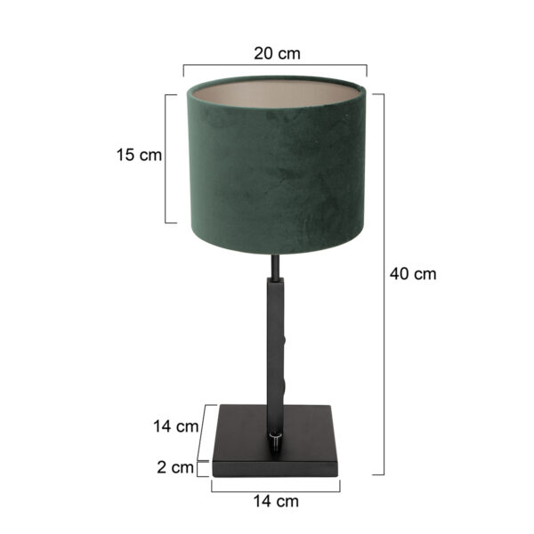 Steinhauer Stang tafellamp - E27 - 52 cm hoog - Ø20 cm kap - zwart met groene kap - Image 5