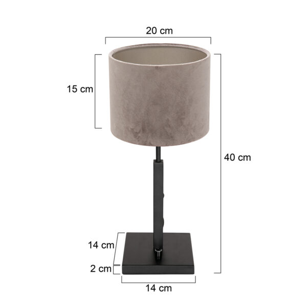 Steinhauer Stang tafellamp - E27 - 52 cm hoog - Ø20 cm kap - zwart met grijze kap - Image 5