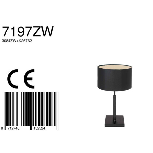 Steinhauer Stang tafellamp - E27 - 52 cm hoog - Ø20 cm kap - zwart met zwarte kap - Image 6