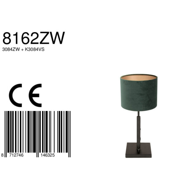 Steinhauer Stang tafellamp - E27 - 52 cm hoog - Ø20 cm kap - zwart met groene kap - Image 6