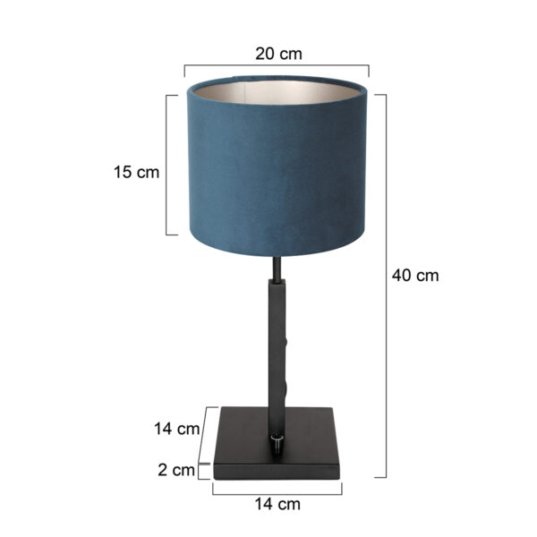 Steinhauer Stang tafellamp - 52 cm hoog - E27 - Ø20 cm - zwart met blauwe kap - Image 6