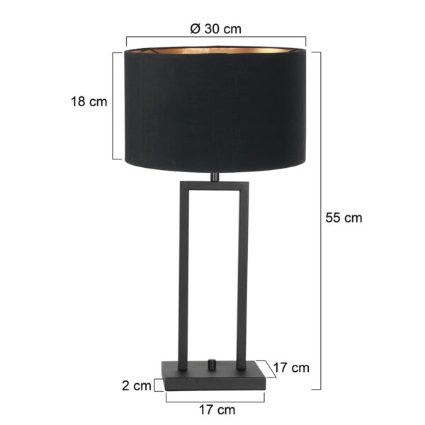Steinhauer Stang tafellamp - E27 - 55 cm hoog - Ø30 cm kap - zwart - Image 5