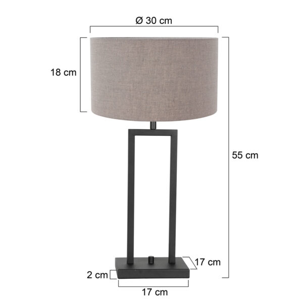 Steinhauer Stang tafellamp - E27 - 55 cm hoog - incl. 180 cm snoer - zwart met beige kap - Image 5