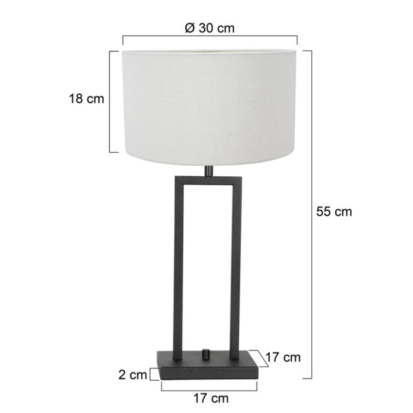 Steinhauer Stang tafellamp - E27 - 55 cm hoog - incl. 180 cm snoer - zwart met crème kap - Image 5