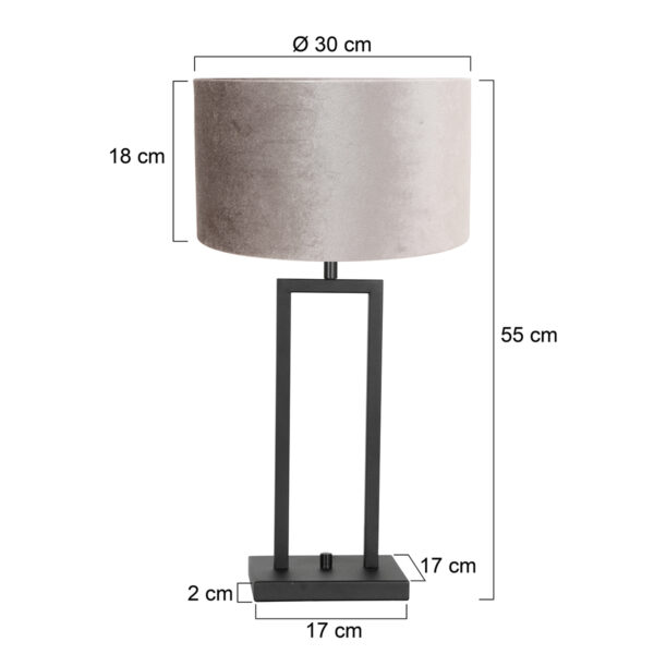 Steinhauer Stang tafellamp - E27 - 55 cm hoog - incl. 180 cm snoer - zwart met zilveren kap - Image 5