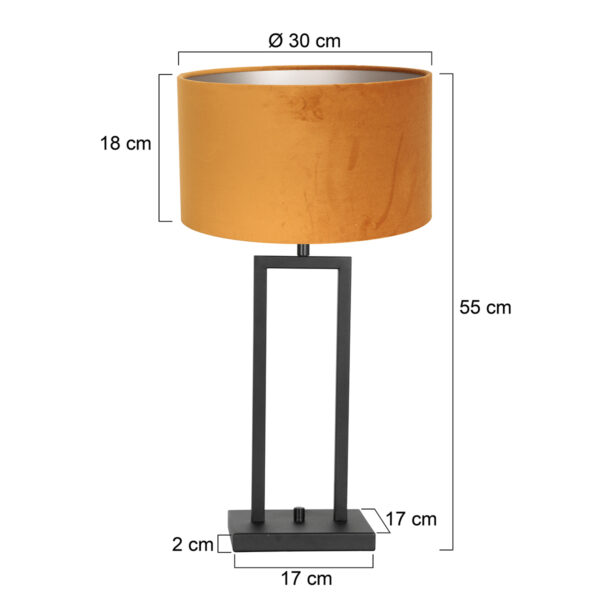Steinhauer Stang tafellamp - E27 - 55 cm hoog - incl. 180 cm snoer - zwart met okergele kap - Image 5