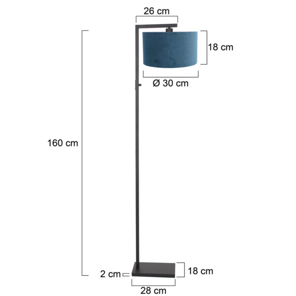Steinhauer Stang vloerlamp - E27 - 160 cm hoog - Ø30 cm kap - zwart met blauwe kap - Image 5