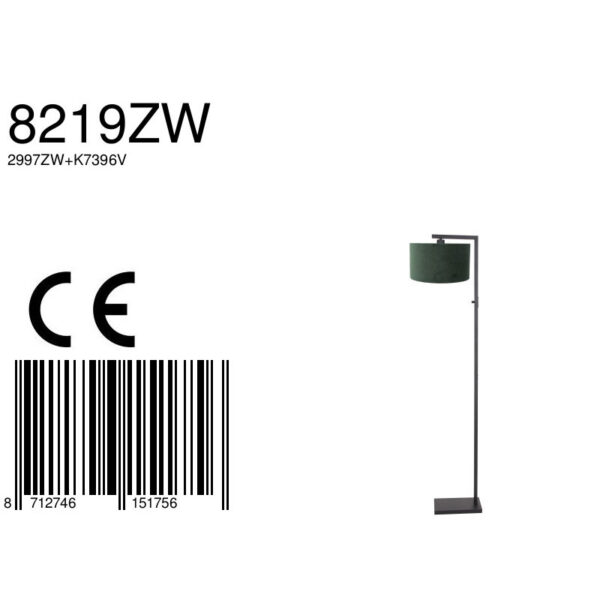 Steinhauer Stang vloerlamp - E27 - 160 cm hoog - Ø30 cm kap - zwart met groene kap - Image 6