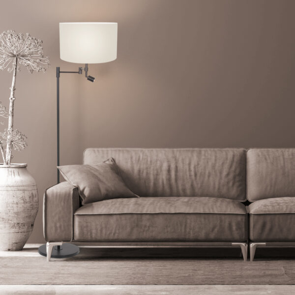 Steinhauer Stang vloerlamp – ø 30 cm – E27 (grote fitting) – wit en zwart - Image 2