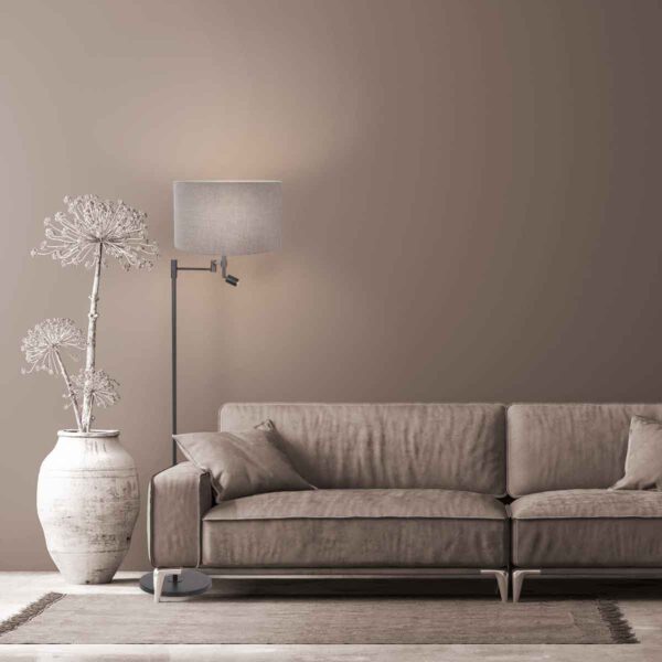 Steinhauer Stang vloerlamp – ø 30 cm – E27 (grote fitting) – grijs en zwart - Image 2