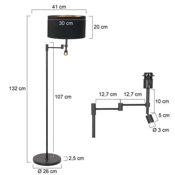 Steinhauer Stang vloerlamp – ø 30 cm – E27 (grote fitting) – goud en zwart - Image 5