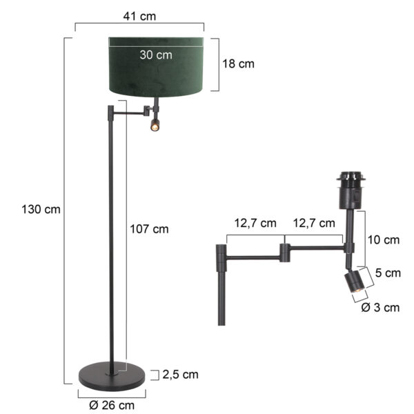 Steinhauer Stang vloerlamp – ø 30 cm – E27 (grote fitting) – groen en zwart - Image 5