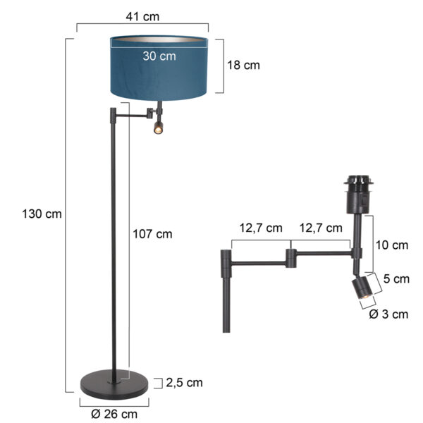 Steinhauer Stang vloerlamp – ø 30 cm – E27 (grote fitting) – blauw en zwart - Image 5