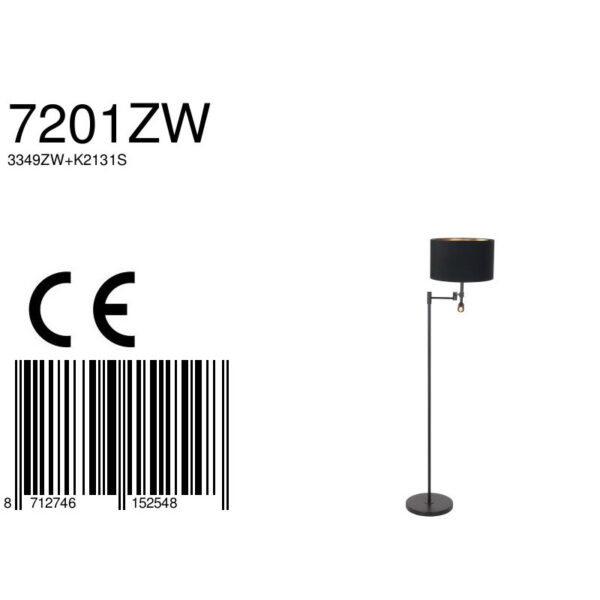 Steinhauer Stang vloerlamp – ø 30 cm – E27 (grote fitting) – goud en zwart - Image 6