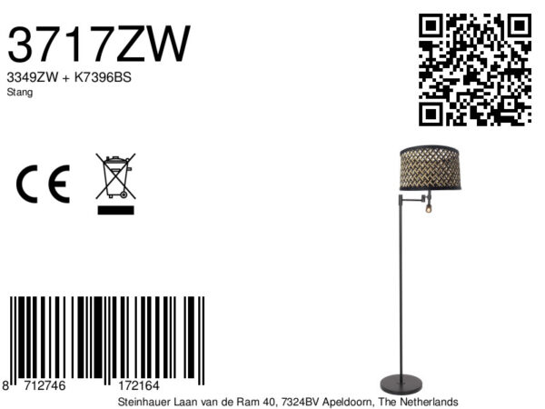 Steinhauer Stang vloerlamp – E27 (grote fitting) – Zwart - Image 6