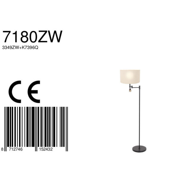 Steinhauer Stang vloerlamp – ø 30 cm – E27 (grote fitting) – wit en zwart - Image 6