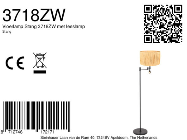 Steinhauer Stang vloerlamp – In hoogte verstelbaar – LED + E27 – naturel en zwart - Image 7