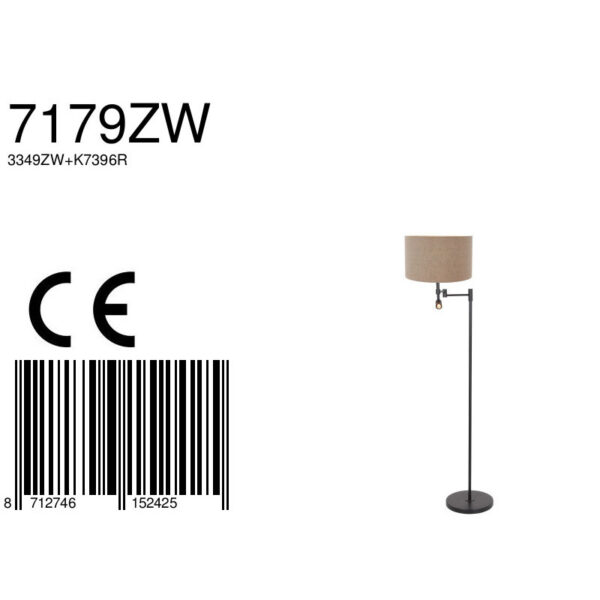 Steinhauer Stang vloerlamp – ø 30 cm – E27 (grote fitting) – grijs en zwart - Image 7
