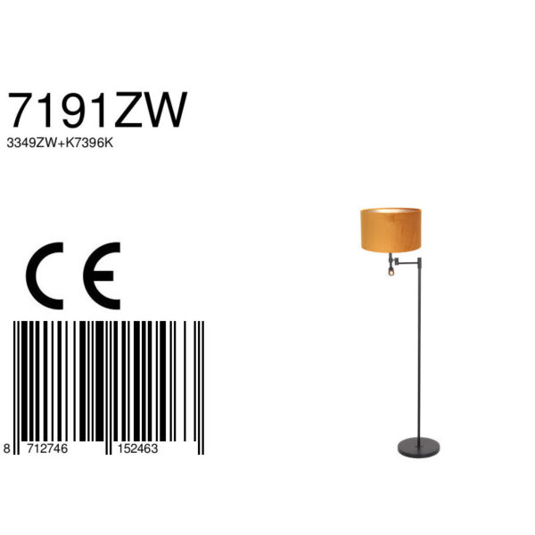 Steinhauer Stang vloerlamp – ø 30 cm – E27 (grote fitting) – goud en zwart - Image 8