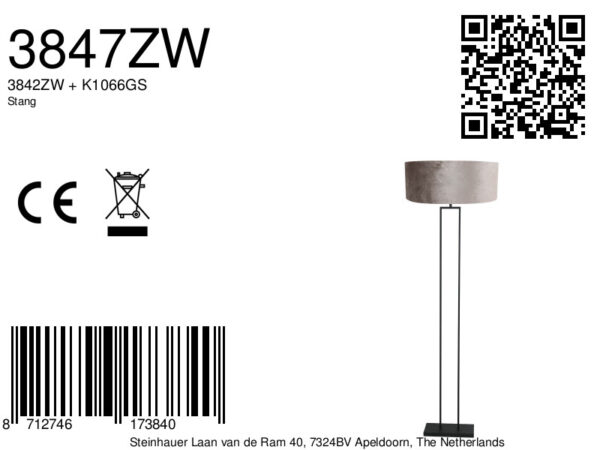 Steinhauer Stang vloerlamp – E27 (grote fitting) – Zwart - Image 6