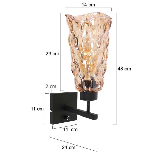 Steinhauer Stang wandlamp – E27 (grote fitting) – zwart - Image 5