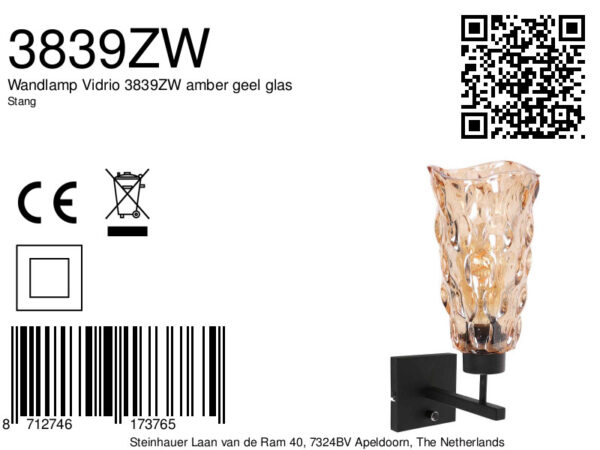 Steinhauer Stang wandlamp – E27 (grote fitting) – zwart - Image 6