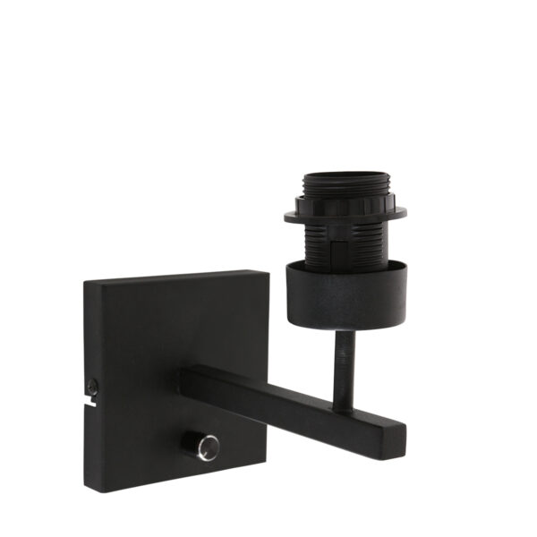 Steinhauer Stang wandlamp - E27 - 25 cm hoog - zwart met okergele kap - Image 3