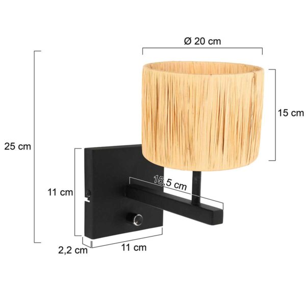 Steinhauer Stang wandlamp – E27 (grote fitting) – naturel en zwart - Image 5