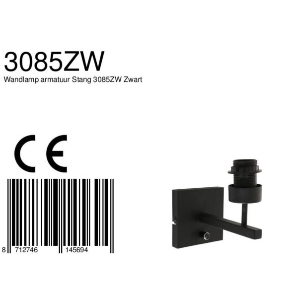 Steinhauer Stang wandlamp - zonder kap - E27 - 17,5 cm diep - zwart - Image 6