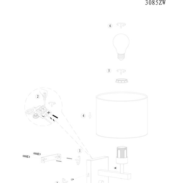Steinhauer Stang wandlamp – E27 (grote fitting) – naturel en zwart - Image 7