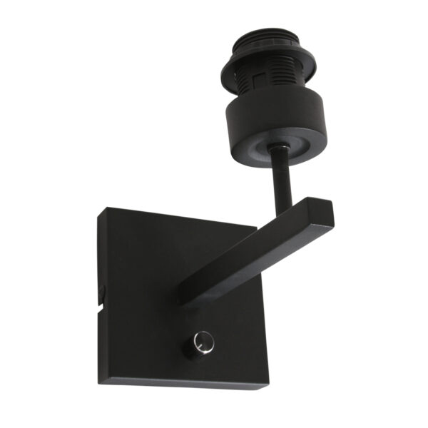 Steinhauer Stang wandlamp - E27 - 25 cm hoog - zwart met okergele kap - Image 8
