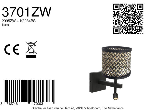 Steinhauer Stang wandlamp –– naturel en zwart - Image 6
