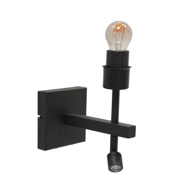 Steinhauer Stang wandlamp - E27 - met leeslampje - schakelaar op product - draai- en kantelbaar - zwart - Image 8
