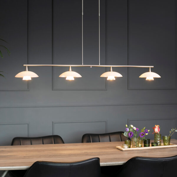 Steinhauer Tallerken hanglamp - incl. lichtbron - vierlichts - 95 cm breed - staal - Image 2
