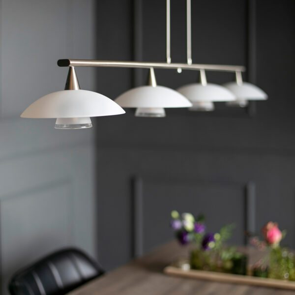 Steinhauer Tallerken hanglamp - incl. lichtbron - vierlichts - 95 cm breed - staal - Image 3