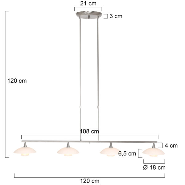 Steinhauer Tallerken hanglamp - incl. lichtbron - vierlichts - 95 cm breed - staal - Image 7
