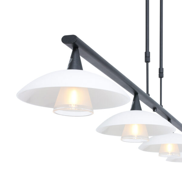 Steinhauer Tallerken hanglamp - incl. lichtbron - vierlichts - zwart met wit glas - Image 12