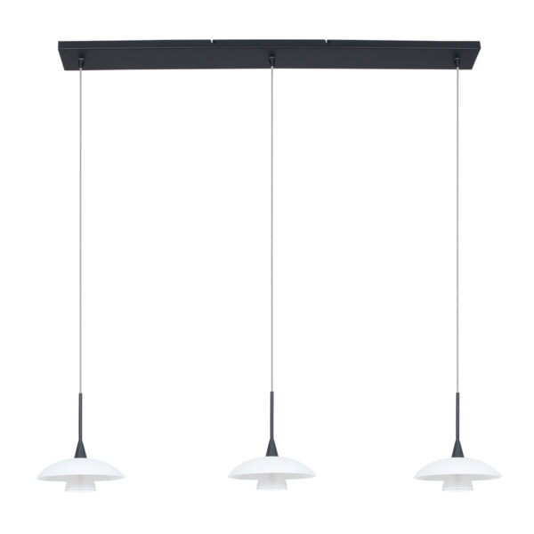 Steinhauer Tallerken hanglamp - incl. lichtbron - drielichts - zwart met wit glas - Image 12