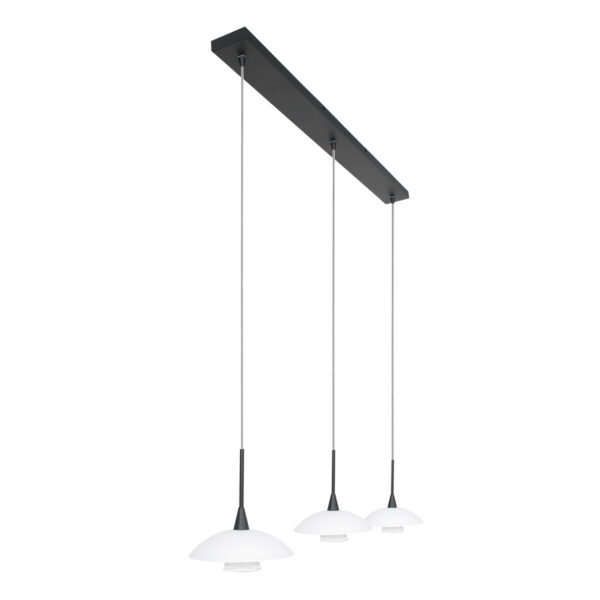 Steinhauer Tallerken hanglamp - incl. lichtbron - drielichts - zwart met wit glas - Image 13