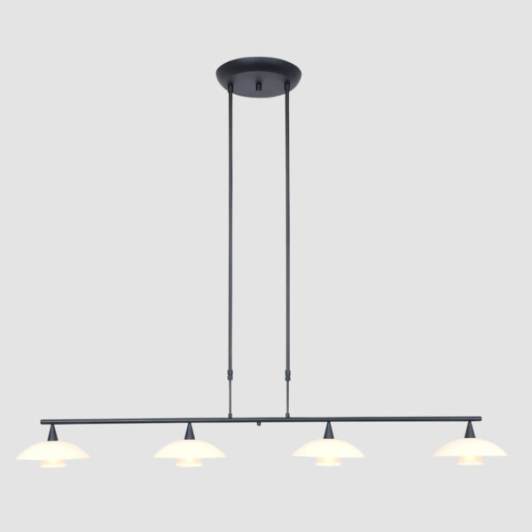 Steinhauer Tallerken hanglamp - incl. lichtbron - vierlichts - zwart met wit glas - Image 14
