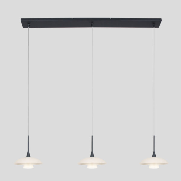Steinhauer Tallerken hanglamp - incl. lichtbron - drielichts - zwart met wit glas - Image 14